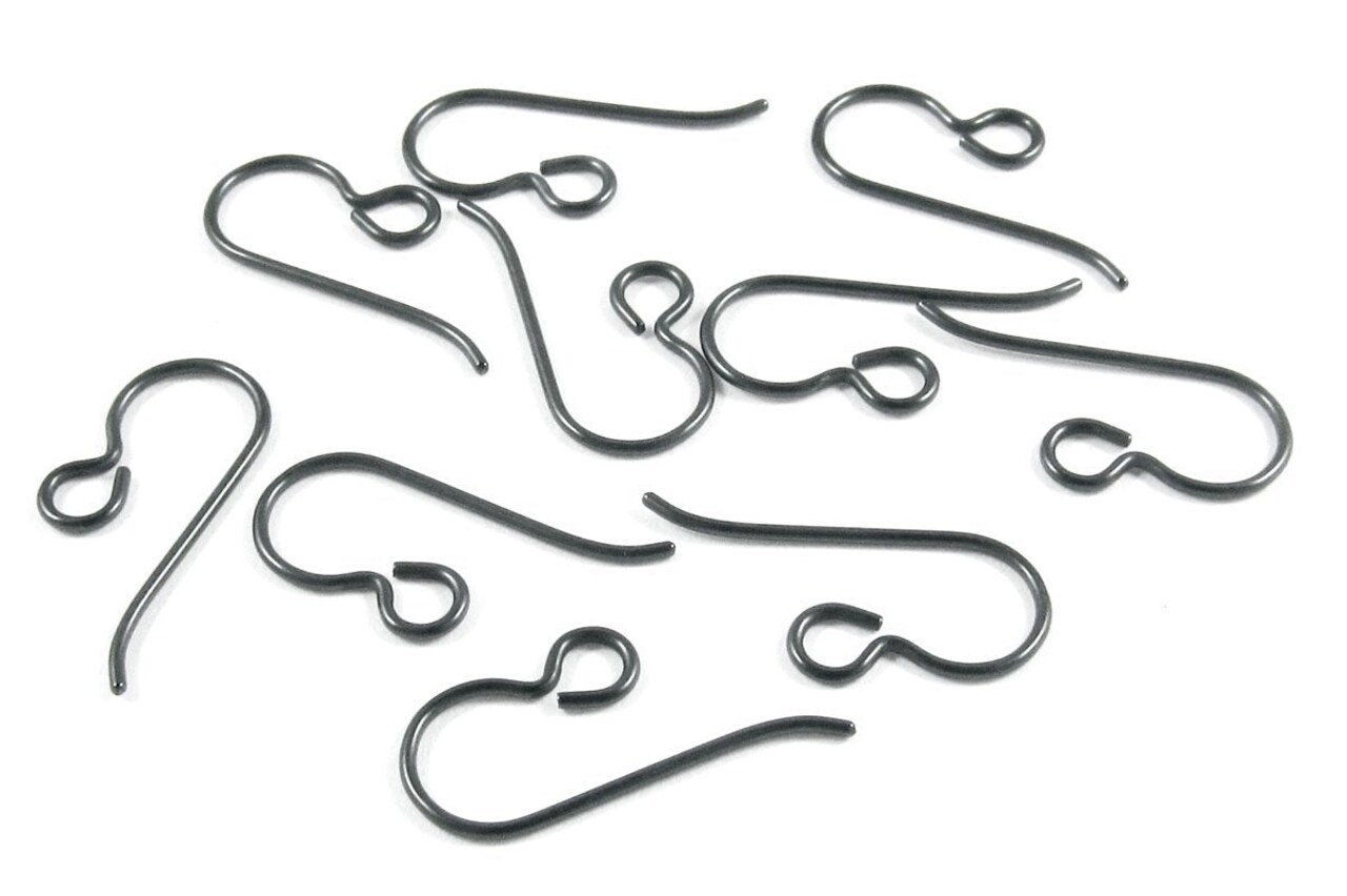 Black Niobium Ear Wires Regular Loop TierraCast Hypoallergenic 10